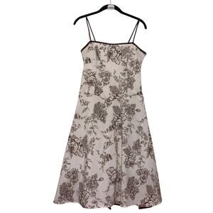 Dressbarn, Women's Brown Elegant Floral Print, A-Line Dress, Size 10